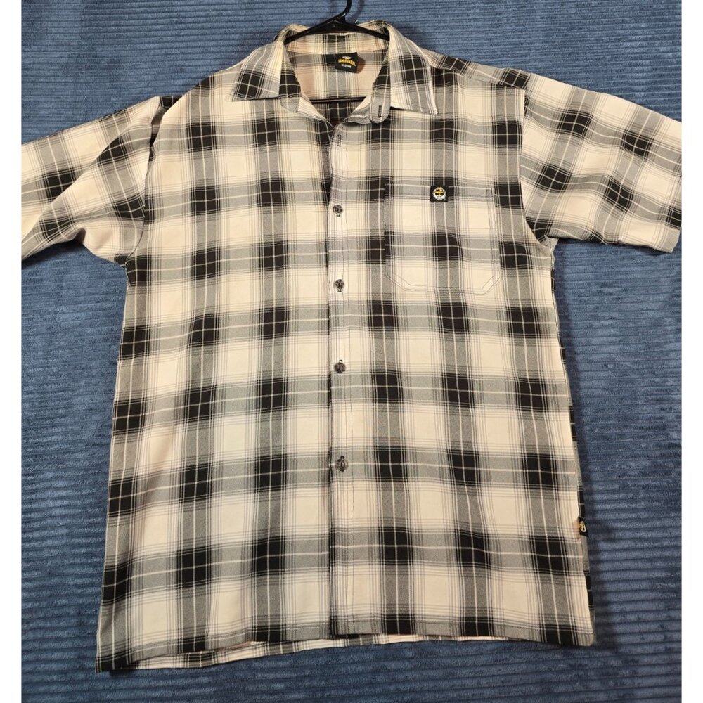 Lowrider Men’s M Plaid Flannel Shirt Black Gray Button Up Long Sleeve Casual